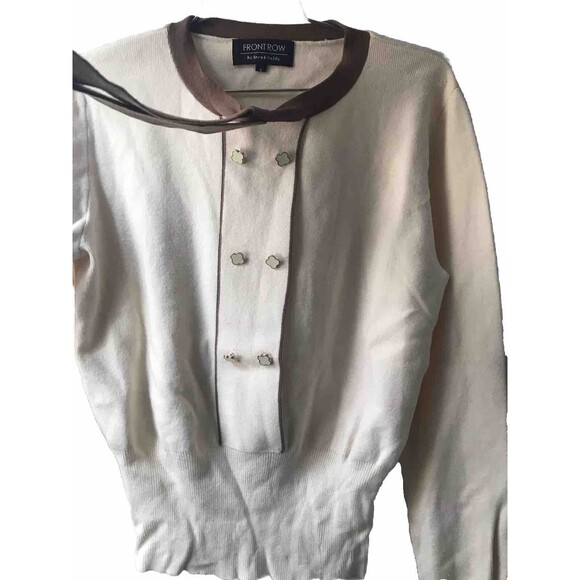 Front Row By Sara & Goldy Women’s Sweatshirt Cream Color Size S - Picture 3 of 14